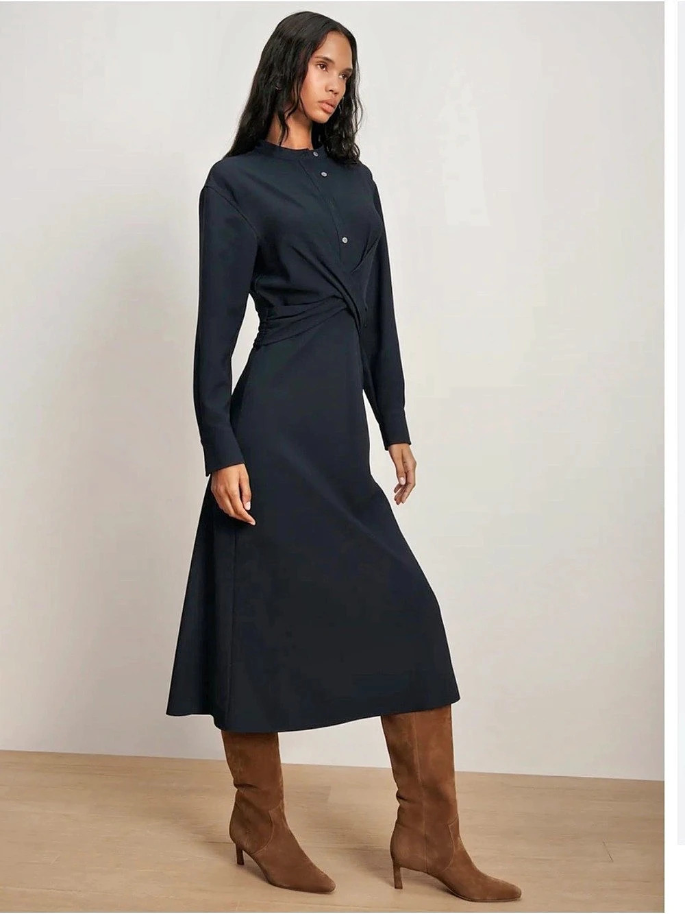 Veronica Beard Ellers Midi Shirt Dress in navy Size 8 Like New
